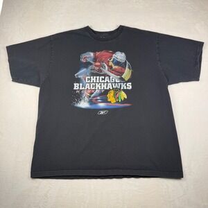 Vintage Y2K 2000s Chicago Blackhawks Hockey Graphic Tee Reebok Oversized XL